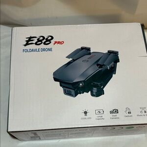 E88 Pro Foldable Drone - Black with camera, transmitting drone, orbiting NWT